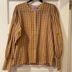 Dôen Scarlet blouse in orange meringue plaid